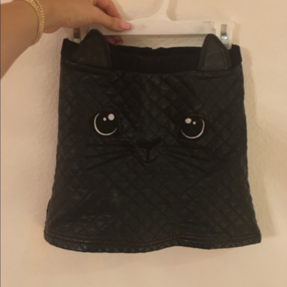 Kitty Cat Black H&M Leather Skirt